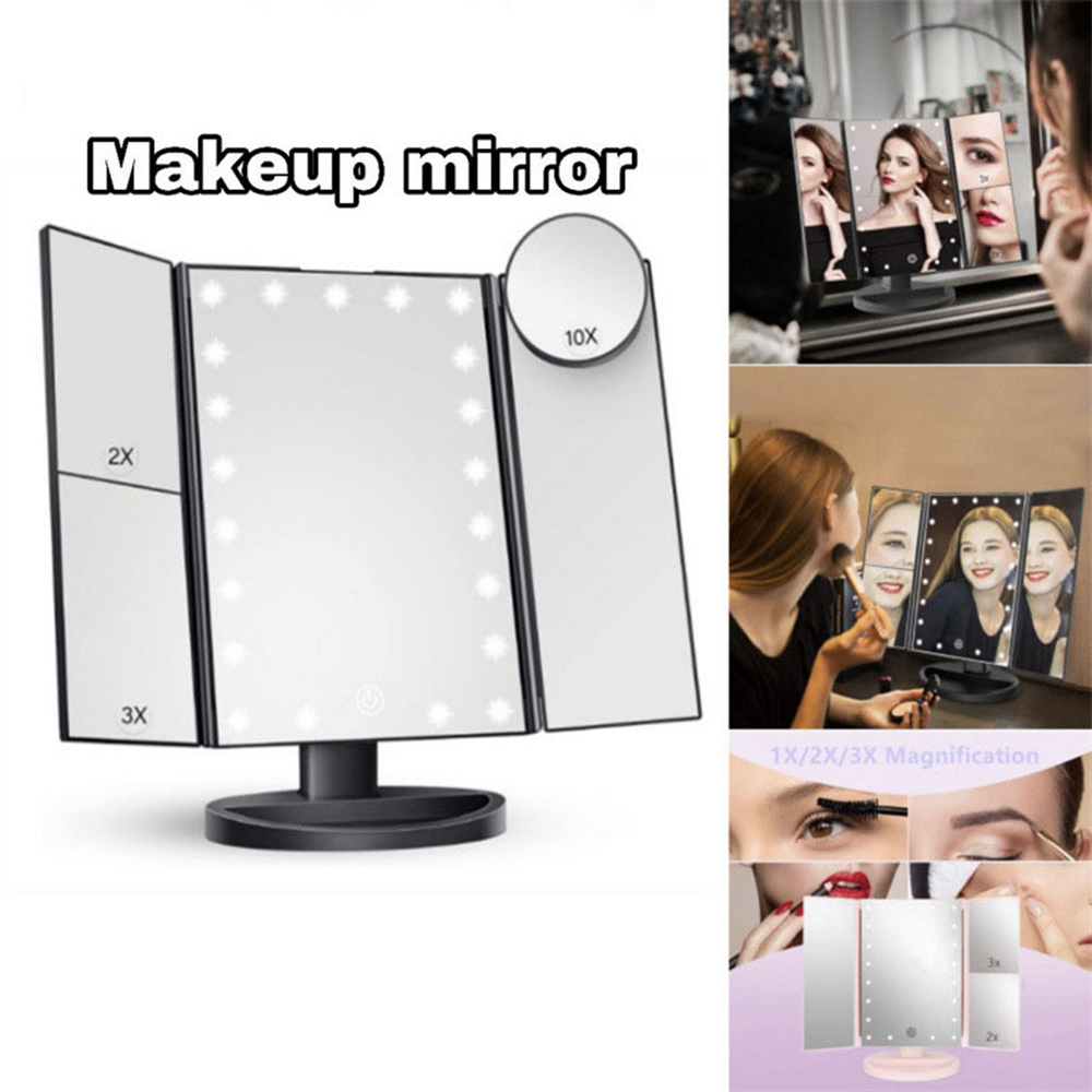 Magnifier With Light - Espelho de Maquiagem Dobrável para Banheiro,