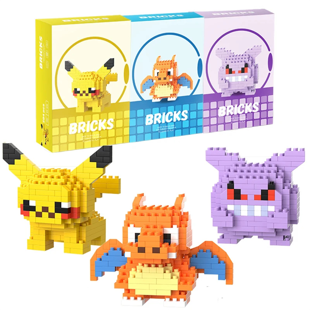 Model Kit Figures - Blocos de Construção Micro Pokemon Pikachu